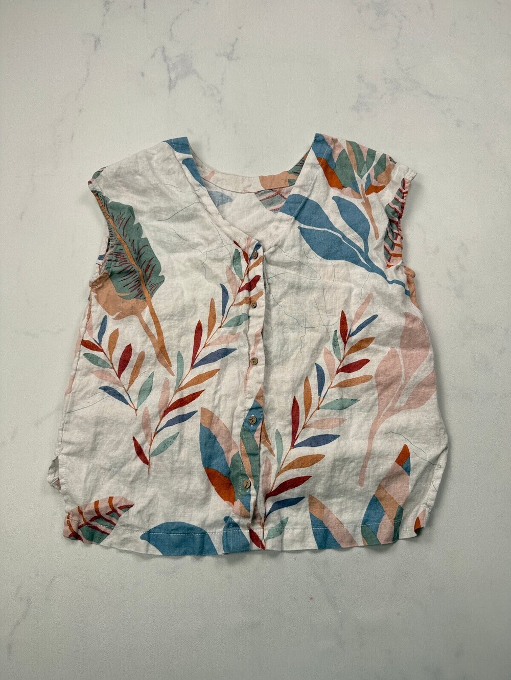 Cynthia Rowley Printed Blouse White 90s Abstract Print - Womens M